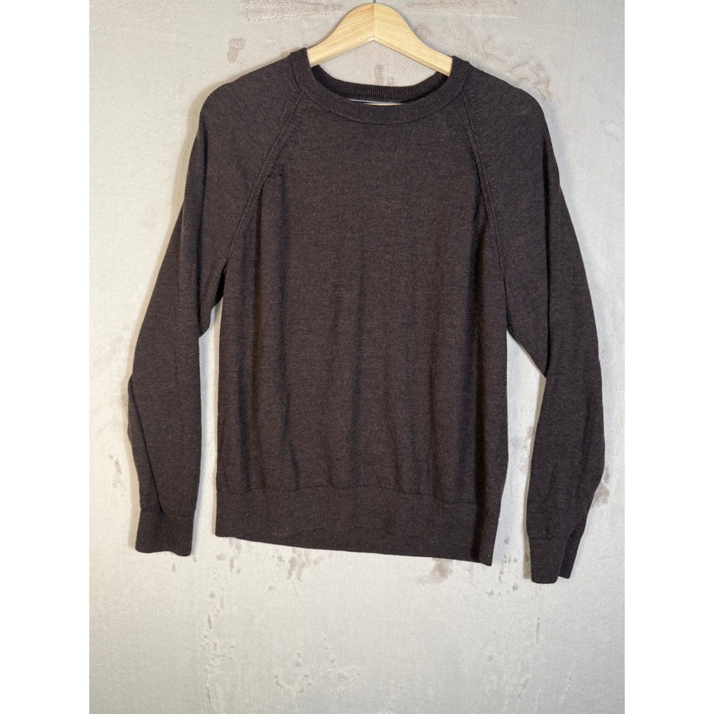 Banana Republic Mens Large Brown 100% Merino Wool Raglan Crewneck Sweater L